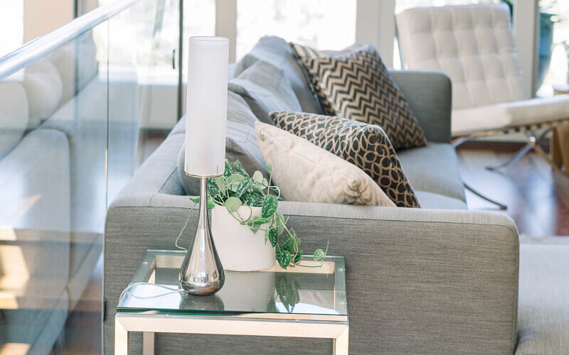 Interior Design - living room with grey and blue tones