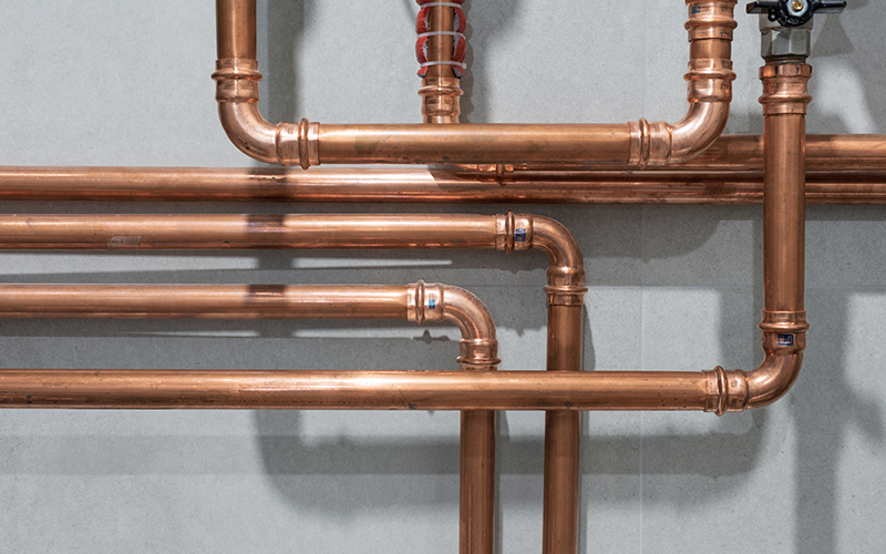 Photo of copper plumbing pipes<br />
